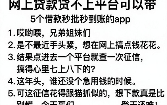 网上贷款贷不上平台可以带,细致阐述5个借款秒批秒到账的app