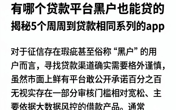 有哪个贷款平台黑户也能贷的,揭秘5个周周到贷款相同系列的app