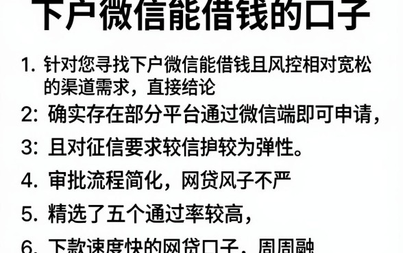 下户微信能借钱的口子,罗列5个网贷口子风控不严的软件