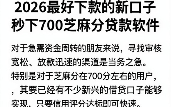 2026最好下款的新口子,陈列五个秒下700芝麻分贷款软件