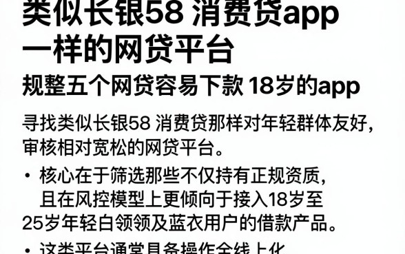 类似长银58消费贷app一样的网贷平台,规整五个网贷容易下款18岁的app