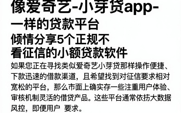像爱奇艺-小芽贷app一样的贷款平台，倾情分享5个正规不看征信的小额贷款软件