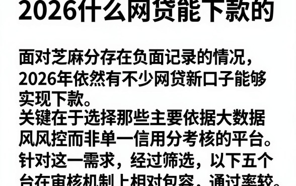 2026什么网贷能下款的,遴选五个芝麻分负面借款的软件