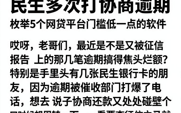民生多次打协商逾期，枚举5个网贷平台门槛低一点的软件