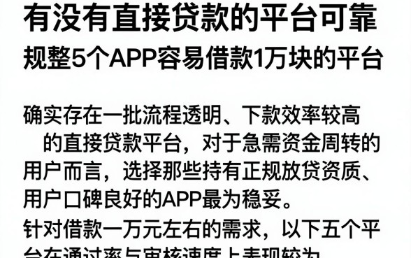 有没有直接贷款的平台可靠，规整5个APP容易借款1万块的平台