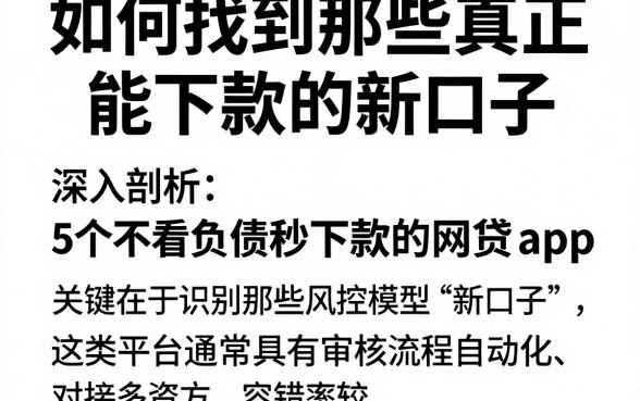 如何找到那些真正能下款的新口子，深入剖析5个不看负债秒下款的网贷app