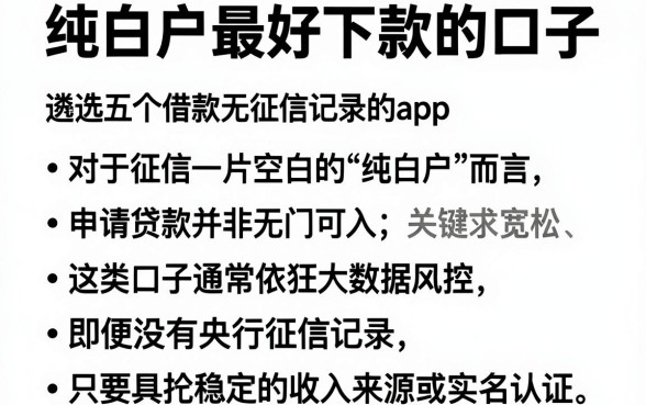 纯白户最好下款的口子，遴选五个轻松借款无征信记录的app