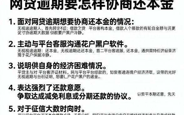 网贷逾期要怎样协商还本金，细致阐述五个无视逾期大数据花户黑户软件