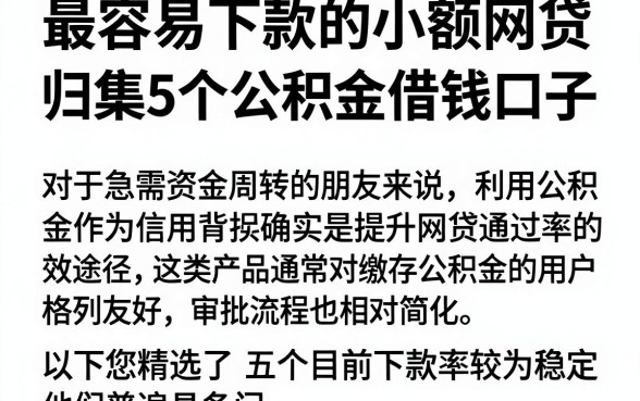 最容易下款的小额网贷，归集5个公积金借钱口子