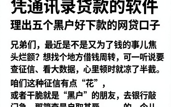 凭通讯录贷款的软件,理出五个黑户好下款的网贷口子