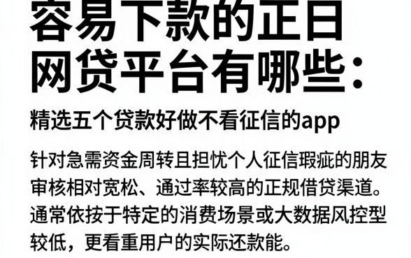 容易下款的正规网贷平台有哪些，精选五个贷款好做不看征信的app