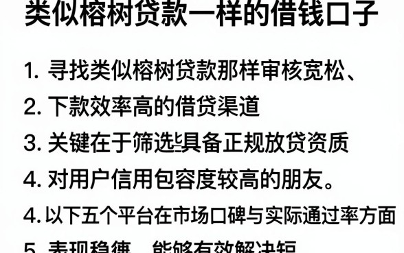 类似榕树贷款一样的借钱口子,罗列5个值得信赖的借钱口子