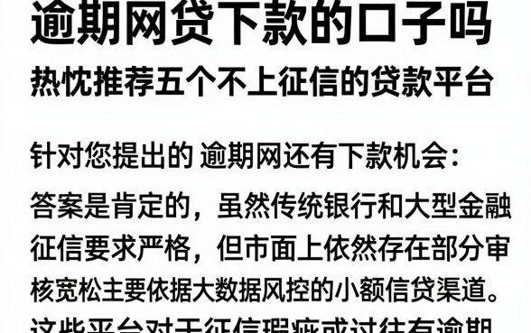 逾期网贷下款的口子吗,热忱推荐五个不上征信的贷款平台