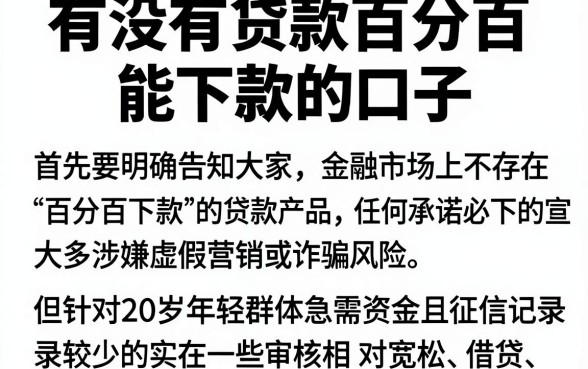 有没有贷款百分百能下款的口子，遴选五个20岁可以借钱平台不查征信的口子