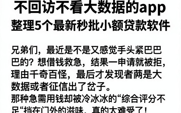 不回访不看大数据的app,整理5个最新秒批小额贷款软件
