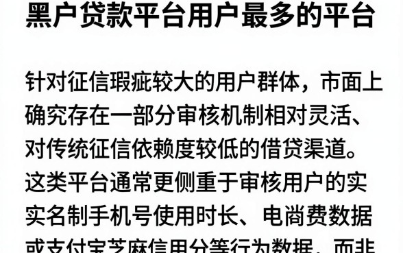 黑户贷款平台用户最多的平台，理出5个网贷口子风控不严的平台