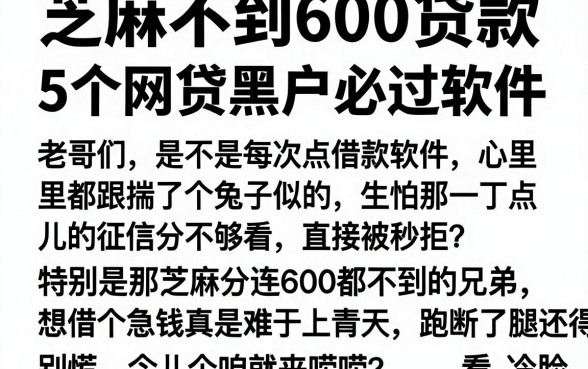 芝麻不到600贷款，详尽说明5个网贷黑户必过软件