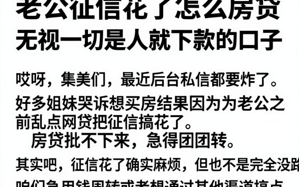 老公征信花了怎么房贷,陈列5个无视一切是人就下款的口子