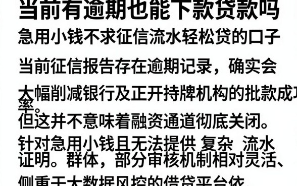 当前有逾期也能下款贷款吗，细致阐述五个急用小钱不求征信流水轻松贷的口子