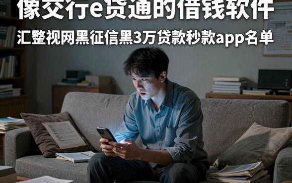 像交行e贷通的借钱软件，汇整五个无视网黑征信黑3万贷款秒款app名单