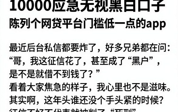 10000应急无视黑白口子,陈列五个网贷平台门槛低一点的app
