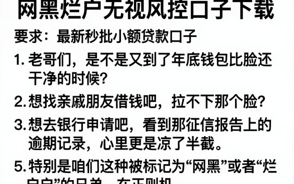 网黑烂户无视风控口子下载，条列5个最新秒批小额贷款口子
