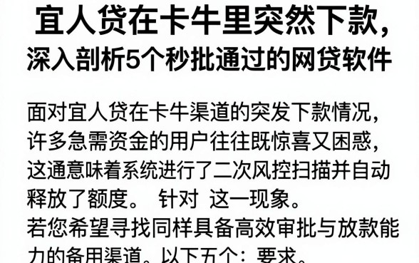 宜人贷在卡牛里突然下款,深入剖析5个秒批通过的网贷软件