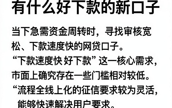 有什么好下款的新口子，详细阐述五个靠谱借钱网贷软件