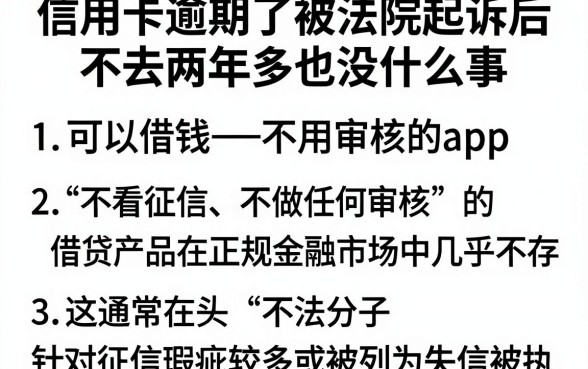 信用卡逾期了被法院起诉后不去两年多也没什么事，详尽说明五个可以借钱不用审核的app