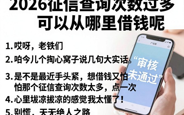 2026征信查询次数过多可以从哪里借钱呢,整理五个无论黑白户秒下款的贷款平台