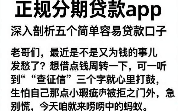 正规分期贷款app,深入剖析五个简单容易贷款口子
