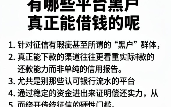 有哪些平台黑户真正能借钱的呢,理出5个看银行流水的网贷平台