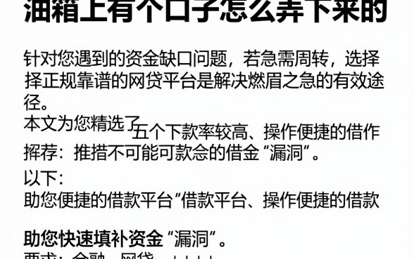 油箱上有个口子怎么弄下来的，概览五个靠谱借钱网贷软件