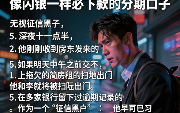 像闪银一样必下款的分期口子,详细阐述5个无视征信黑户当前逾期必下款的口子