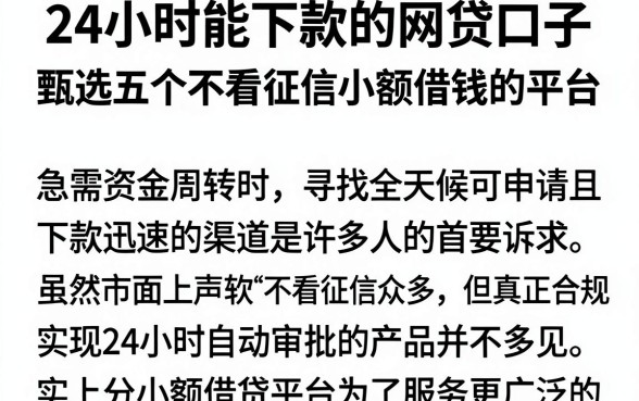 24小时能下款的网贷口子,甄选五个不看征信小额借钱的平台
