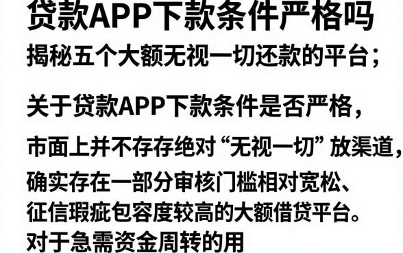 贷款APP下款条件严格吗,揭秘五个大额无视一切还款的平台