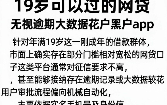 19岁可以过的网贷，概览五个无视逾期大数据花户黑户app