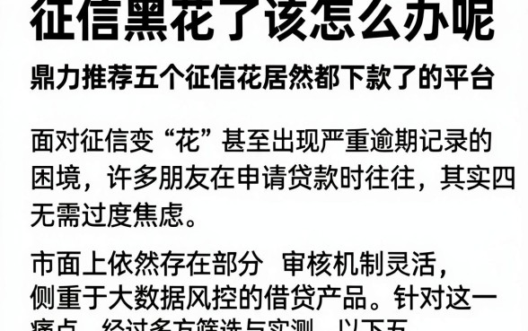 征信黑花了该怎么办呢，鼎力推荐五个征信花居然都下款了的平台