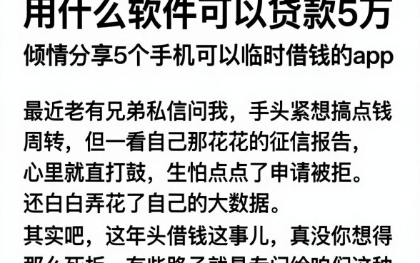 用什么软件可以贷款5万,倾情分享5个手机可以临时借钱的app