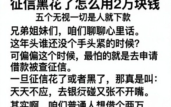 征信黑花了怎么用2万块钱,详细阐述五个无视一切是人就下款