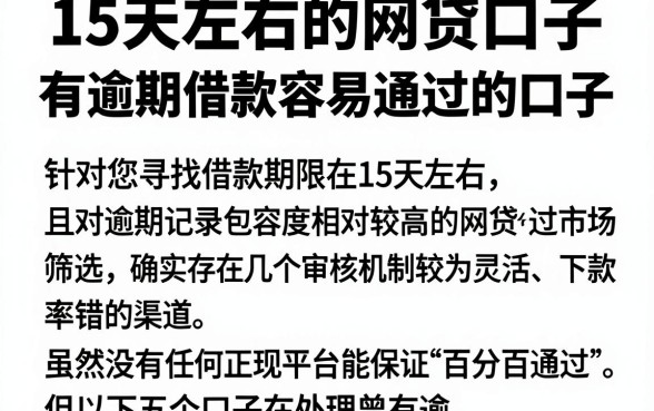 15天左右的网贷口子,规整五个有逾期借款容易通过的口子