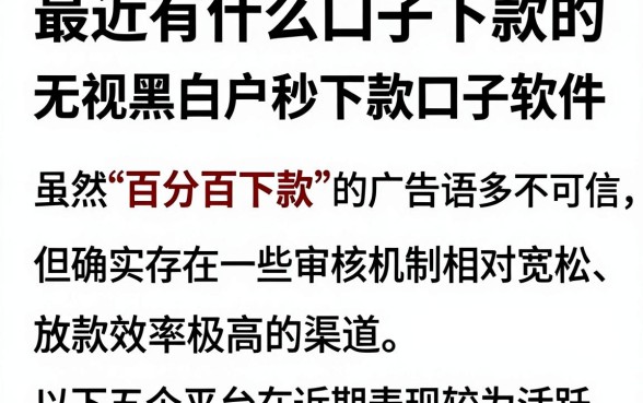 最近有什么口子下款的,细致阐述五个无视黑白户秒下款口子软件