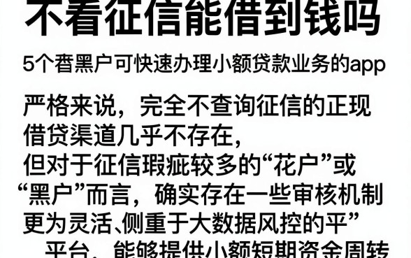 不看征信能借到钱吗,梳理5个黑户可快速办理小额贷款业务的app