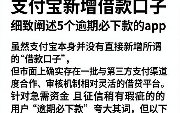 支付宝新增借款口子,细致阐述5个逾期必下款的app