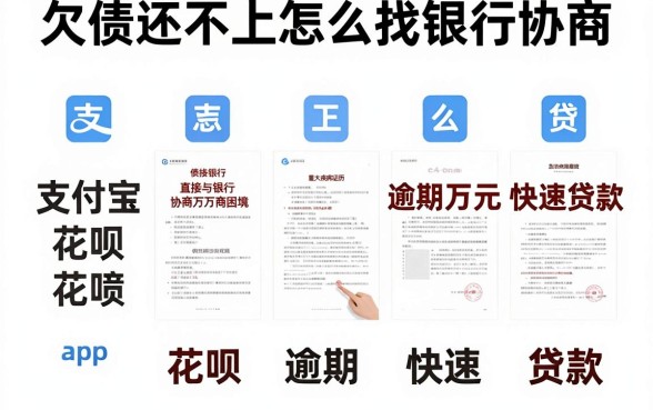 欠债还不上怎么找银行协商,陈列五个支付宝花呗逾期万元快速贷款app