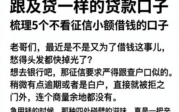 跟及贷一样的贷款口子,梳理5个不看征信小额借钱的口子