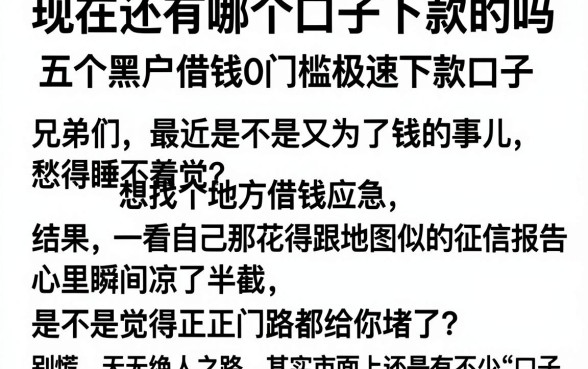 现在还有哪个口子下款的吗,详尽说明五个黑户借钱0门槛极速下款口子