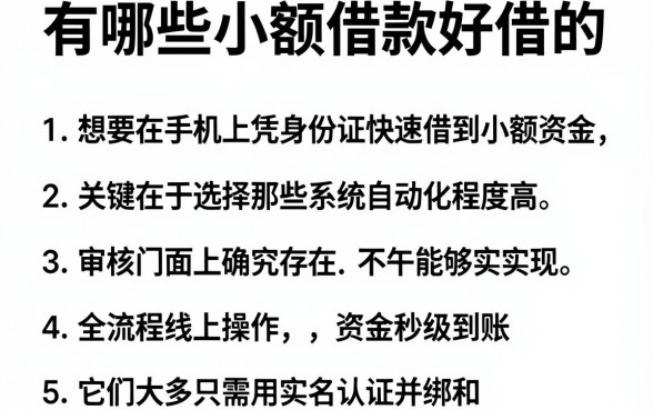 有哪些小额借款好借的，枚举5个手机身份证秒借现金的app
