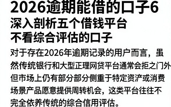2026逾期能借的口子6,深入剖析五个借钱平台不看综合评估的口子