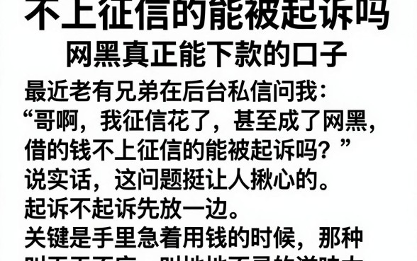 不上征信的能被起诉吗，归纳5个网黑真正能下款的口子